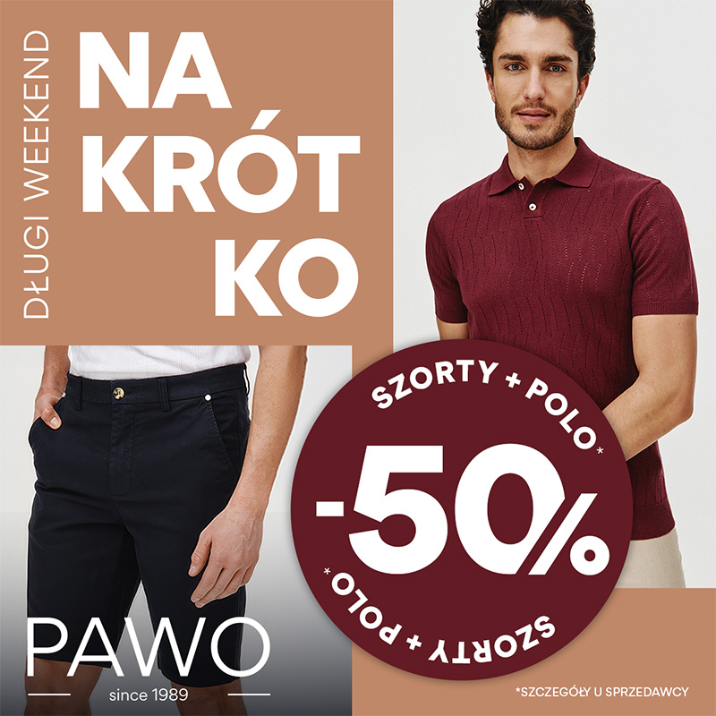 kolaż zdjęć z elegancko ubranym mężczyzną, grafika dla promocji marki PAWO w M1 Marki